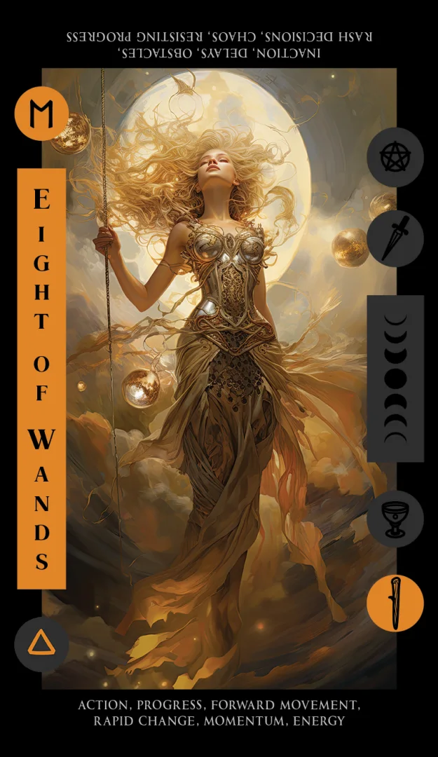 Eight of Wands tarot card